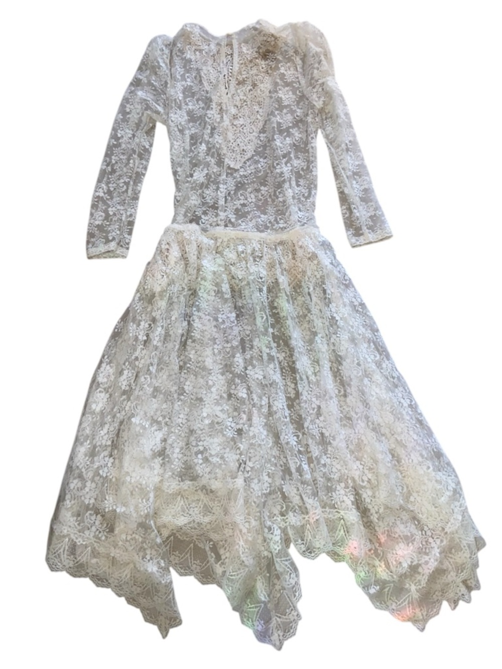 Jessica McClintock Gunne Sax Victorian Lace Bridal Wedding Dress Prairie White - Picture 2 of 4